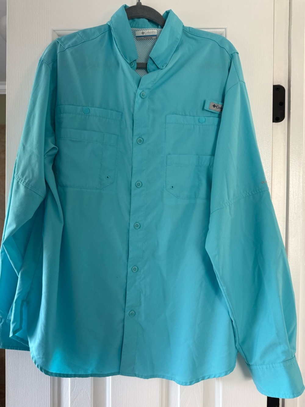 Columbia Men's Turquoise Long-Sleeve Fishing Shirt Omni shade